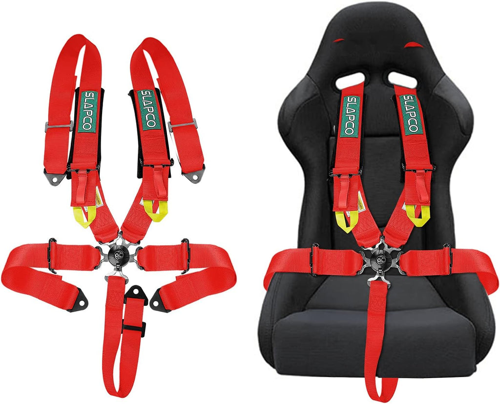Red 2PCS 5-Point Racing Safety Harness Set with Shoulder Pads Universal Polyester Safety Harness Set M4188