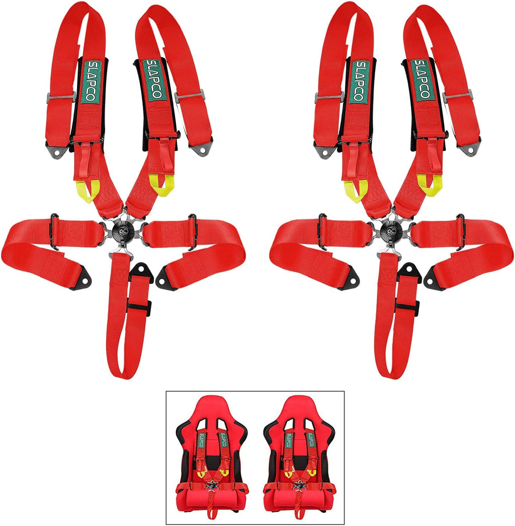 Red 2PCS 5-Point Racing Safety Harness Set with Shoulder Pads Universal Polyester Safety Harness Set M4188