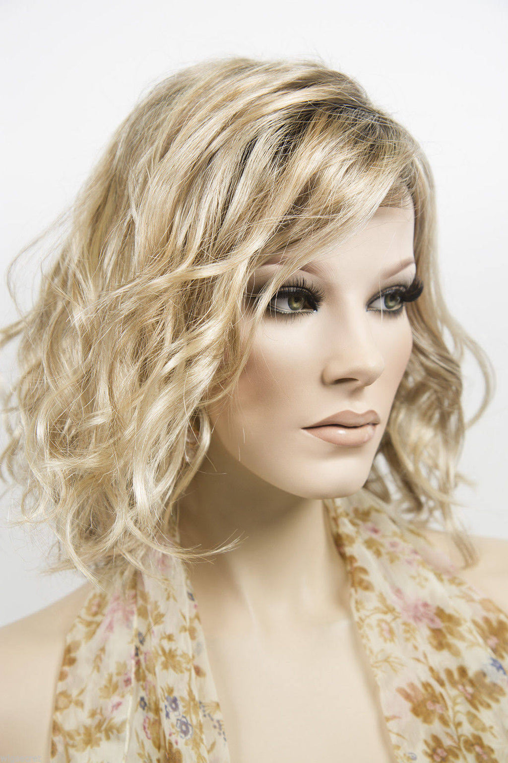 Medium Lace Front Wavy Blonde Brunette Red Grey Wigs - Light Gold Brown Medium Gold B U3836