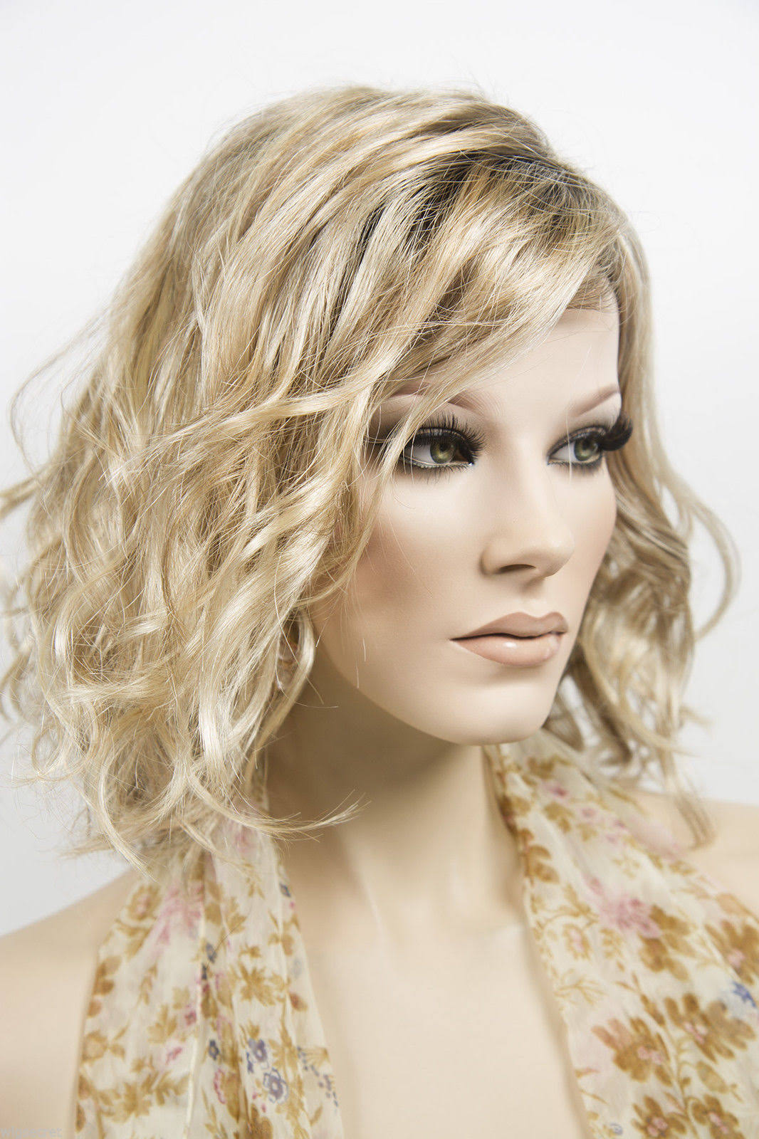 Medium Lace Front Wavy Blonde Brunette Red Grey Wigs - Light Gold Brown Medium Gold B U3836