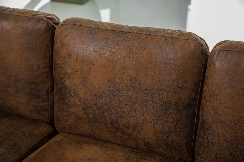Dark Brown Faux Leather Reversible Chaise Sectional Sofa C512986