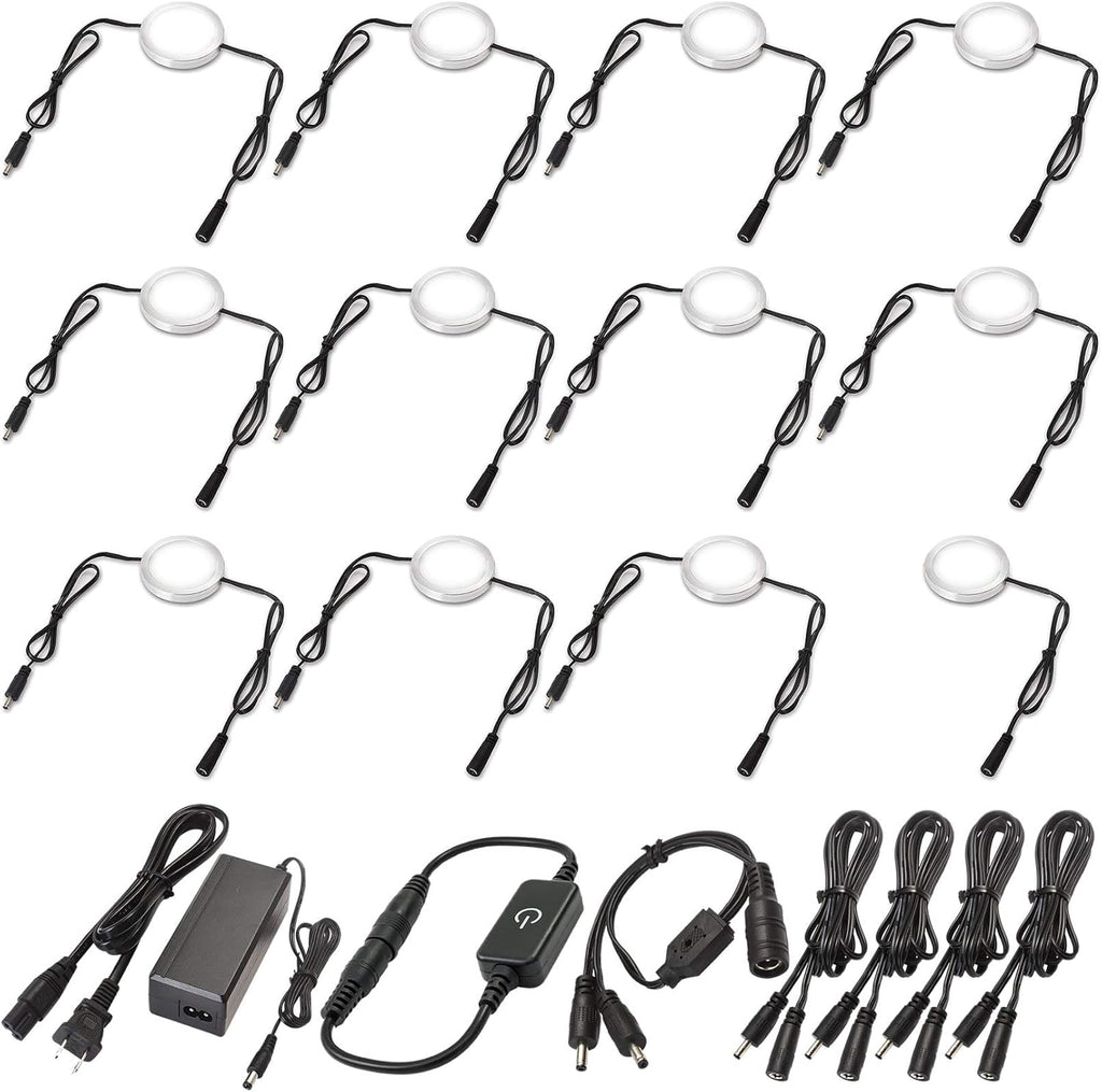 Under Cabinet LED Lighting Kit, Touch Dimmable, 12 Lights, Warm White M453