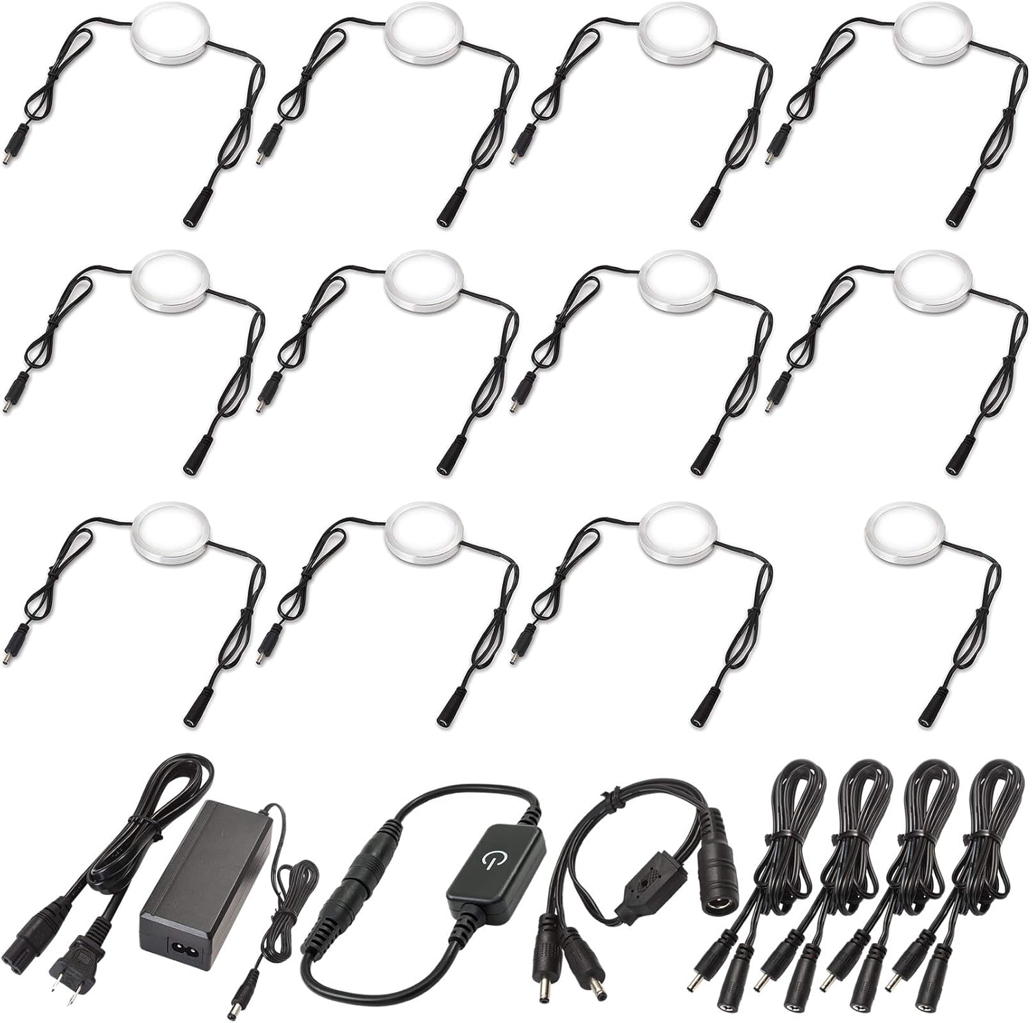 Under Cabinet LED Lighting Kit, Touch Dimmable, 12 Lights, Warm White M453