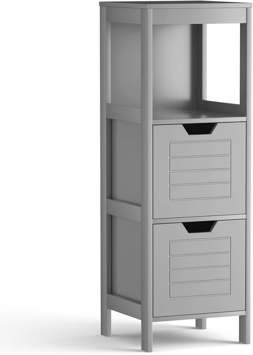 Grey Wooden Bathroom Floor Cabinet with 2 Adjustable Drawers V176