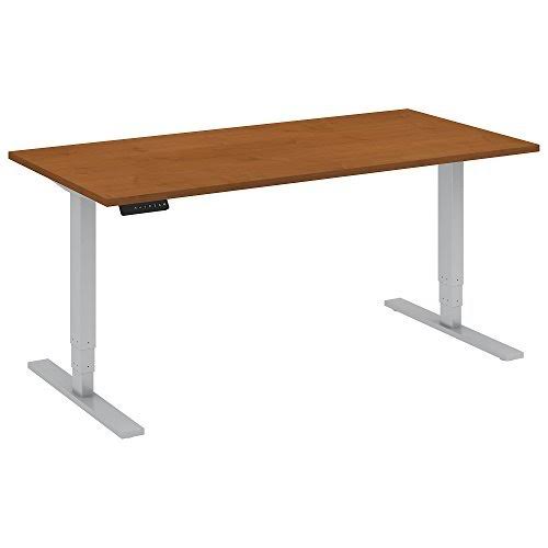 60W Height Adjustable Standing Desk in Natural Cherry with Cool Gray Metallic Base R1932