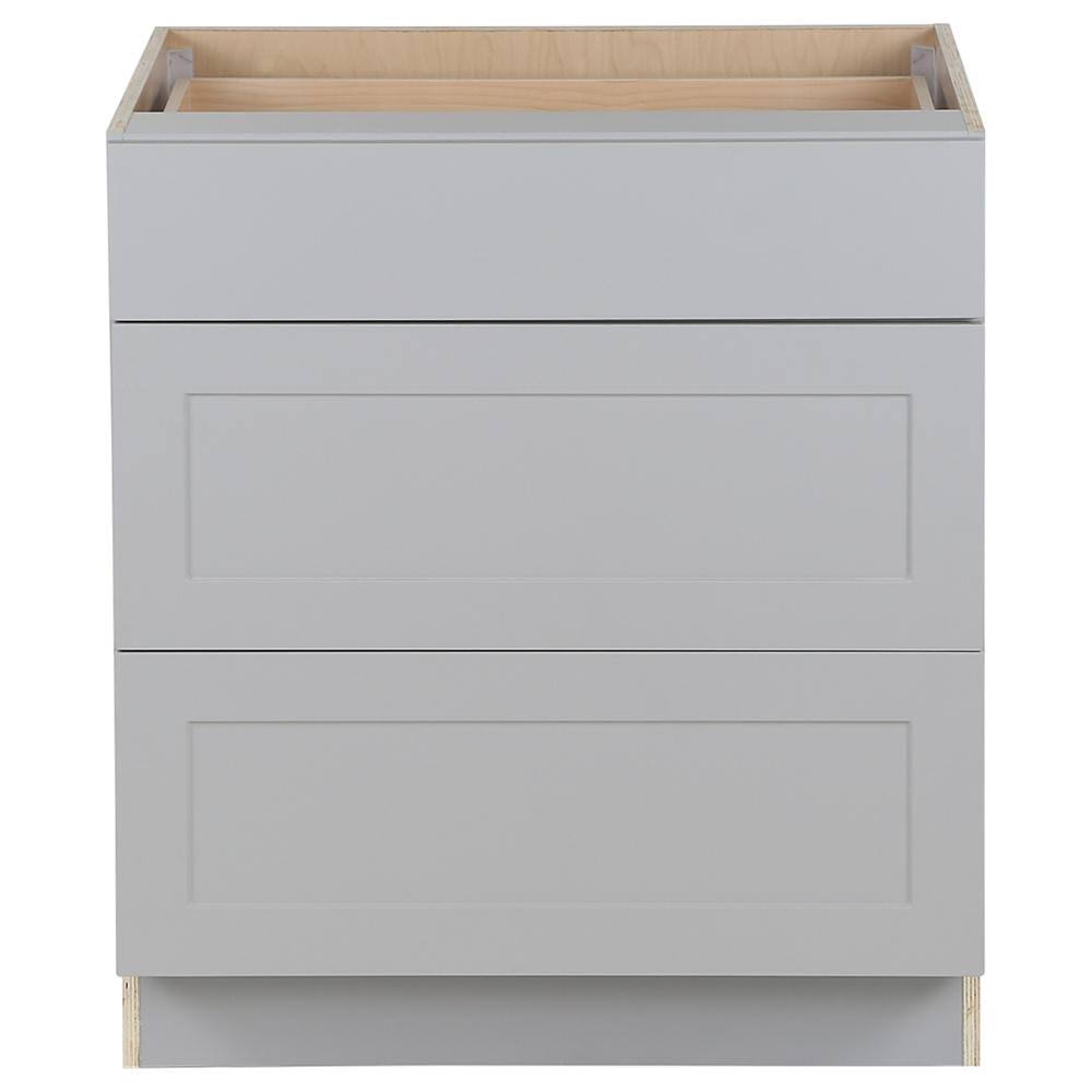 Gray 3-Soft Close Drawers Base Cabinet O50928