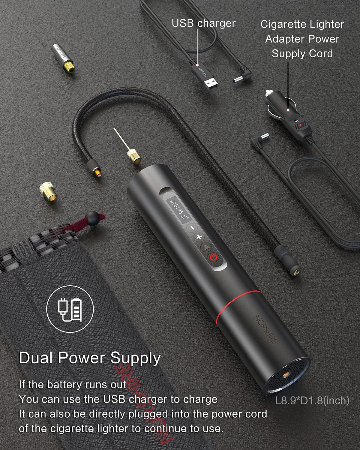 Portable Air Compressor Tire Inflator with 2000mAh Battery S746022
