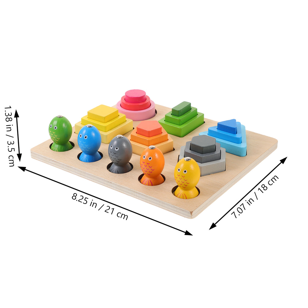 Wooden Shape Puzzle Color Sorting Block Playset L8819