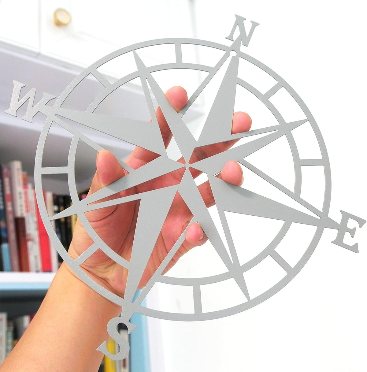 11 Inches Metal Nautical Compass Wall Decor, Cyan Gray, Pack of 2 I906491