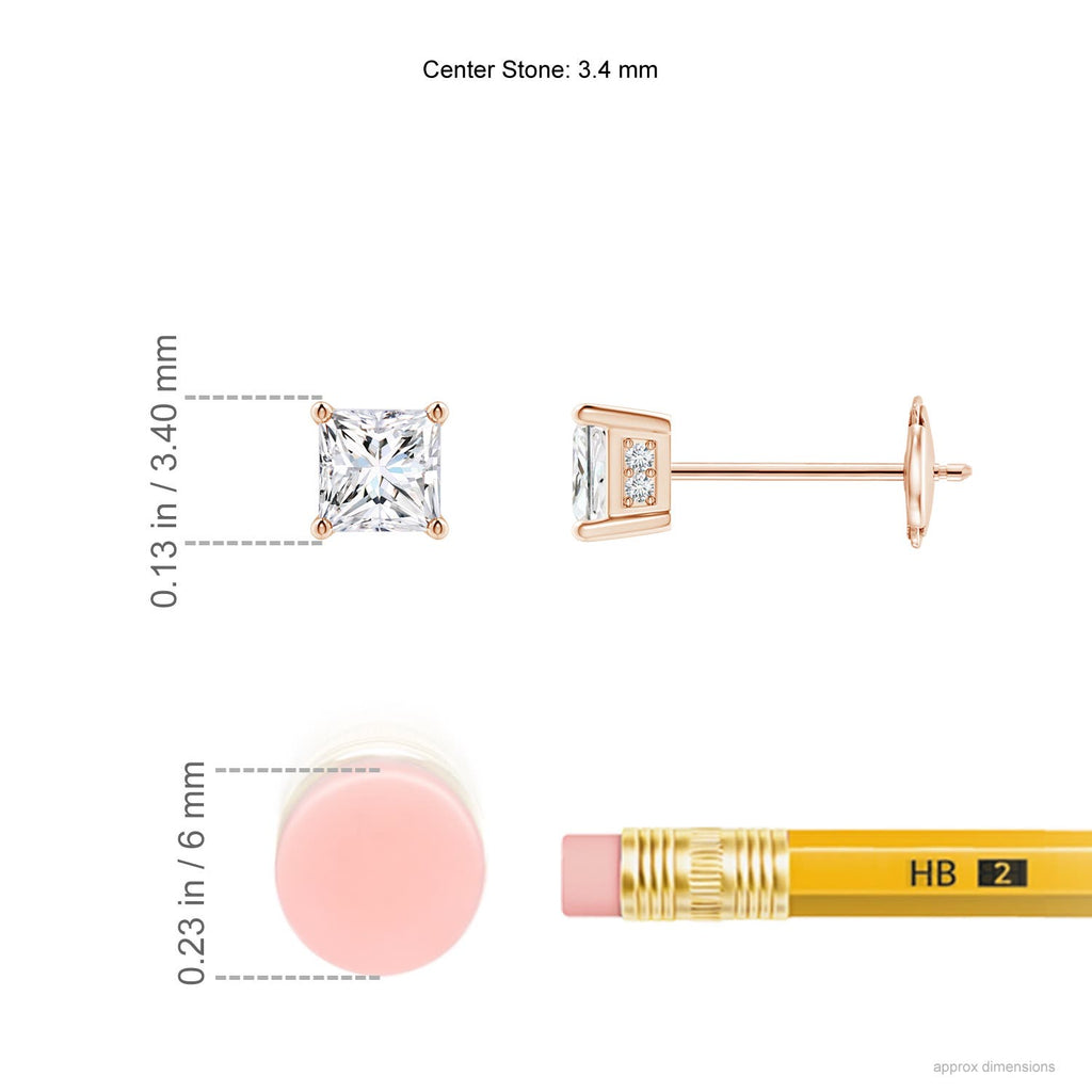 14K Rose Gold Diamond Solitaire Stud Earrings Q590456