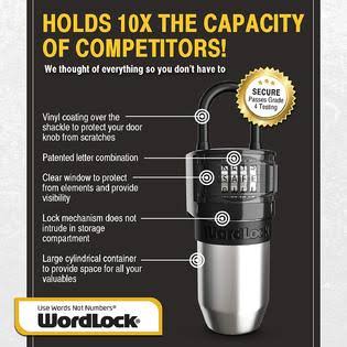 Wordlock Key Lock Box Large Capacity Secure Realtor Storage Lockbox with 4 Letter Word Combination M864578