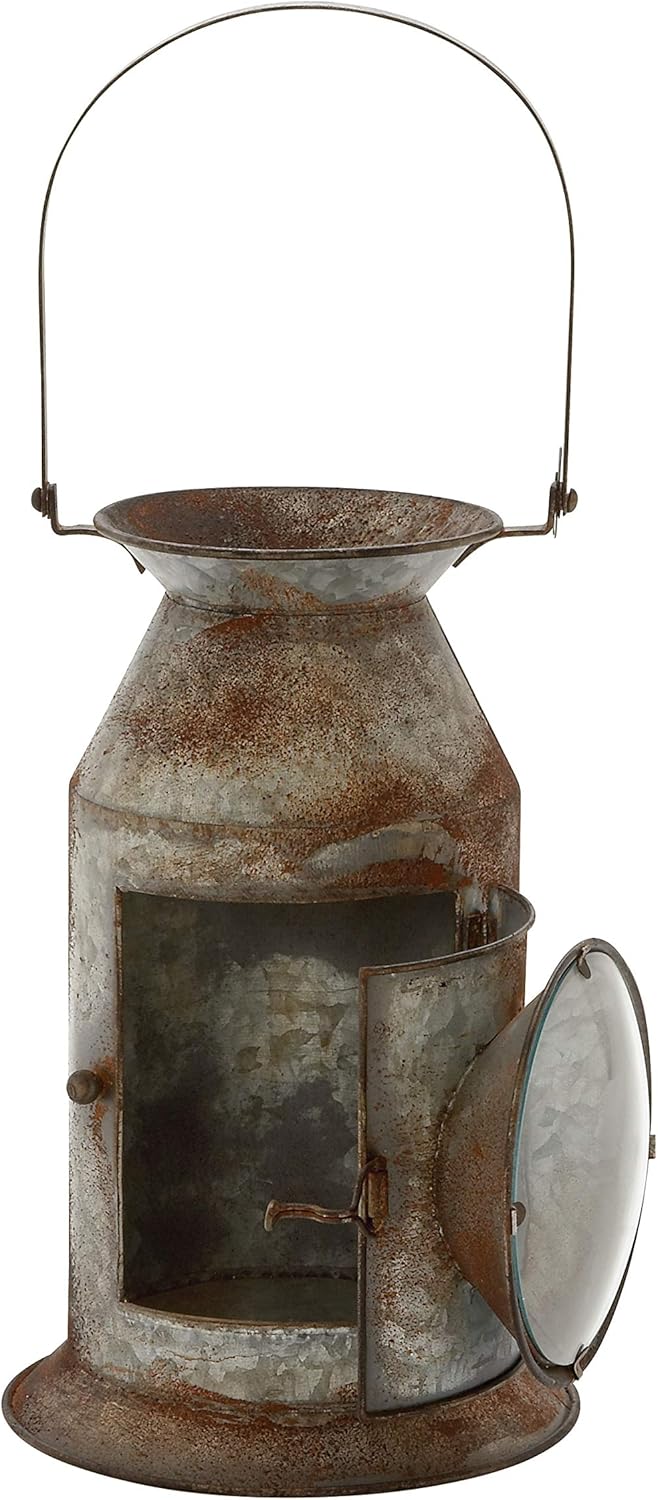 Distressed Metal Glass Candle Lantern, Pack of 2 F2445
