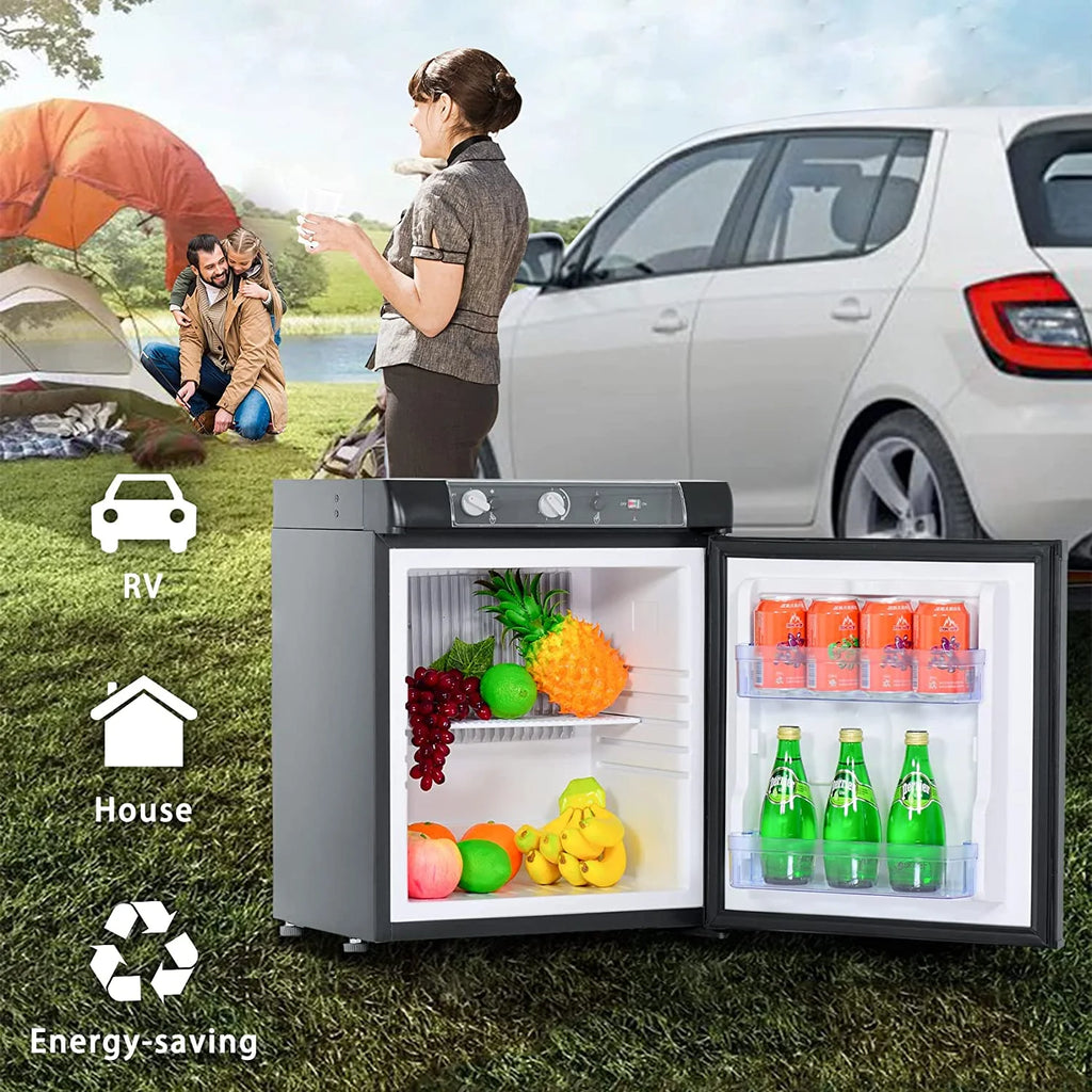 3 Way Propane RV Refrigerator 1.4 Cu.ft, Compact 12 V/110V/Gas LPG Fridge X48488
