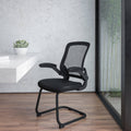 Black Mesh Sled Base Office Chair with Flip-Up Arms A1167