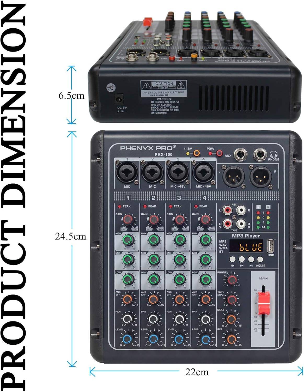 Compact 4-Channel Audio Mixer with USB Recording Interface L76212
