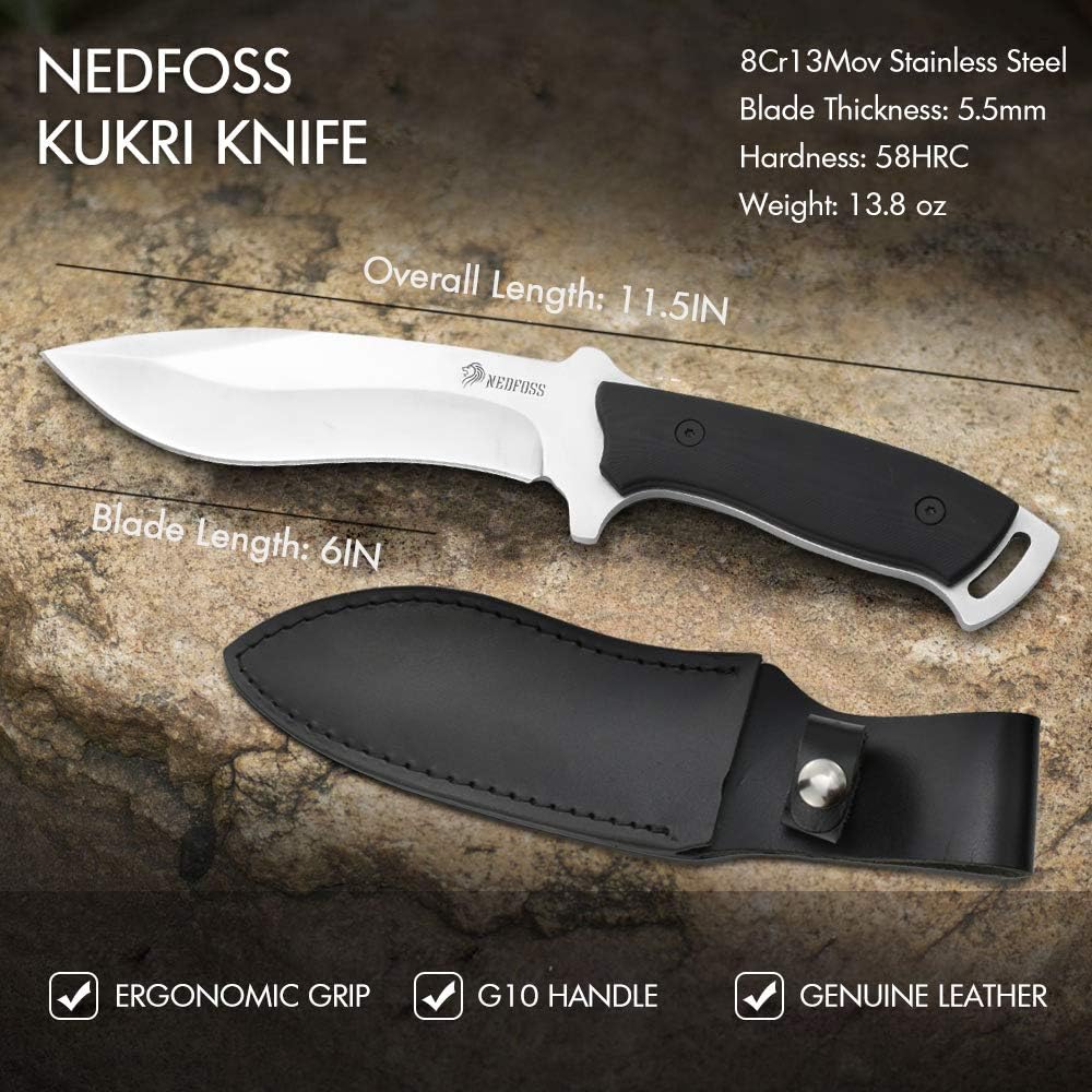 Fixed Blade Full Tang Kukri Machete with G10 Handle L33201