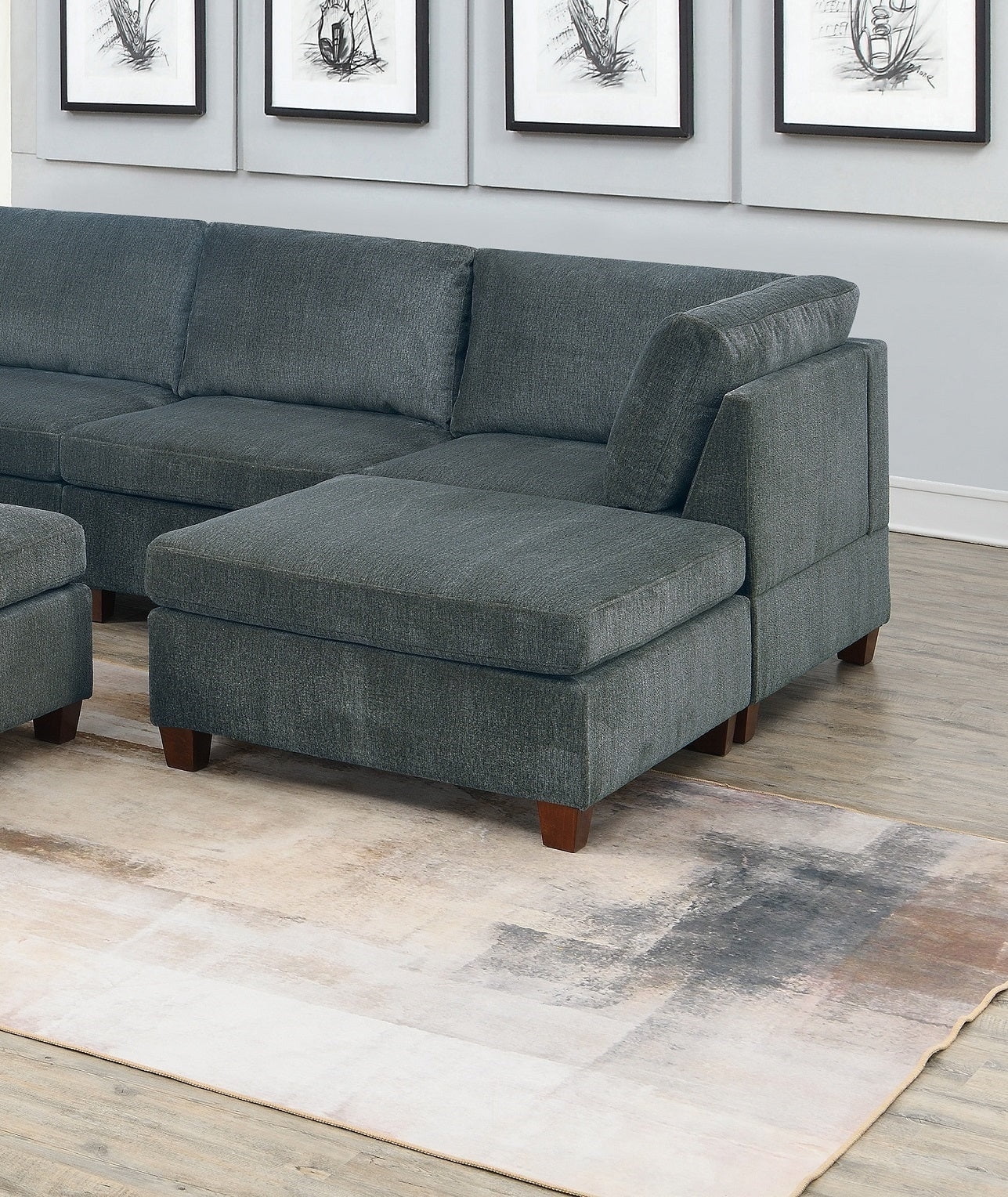 Grey Chenille Modular Sectional 9pc Set H785