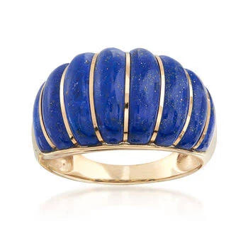 Carved Lapis Shrimp Ring in 14kt Yellow Gold. Size 7 A67493