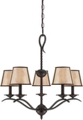 Slate Finish Chandelier with Light Mica Shades S811127