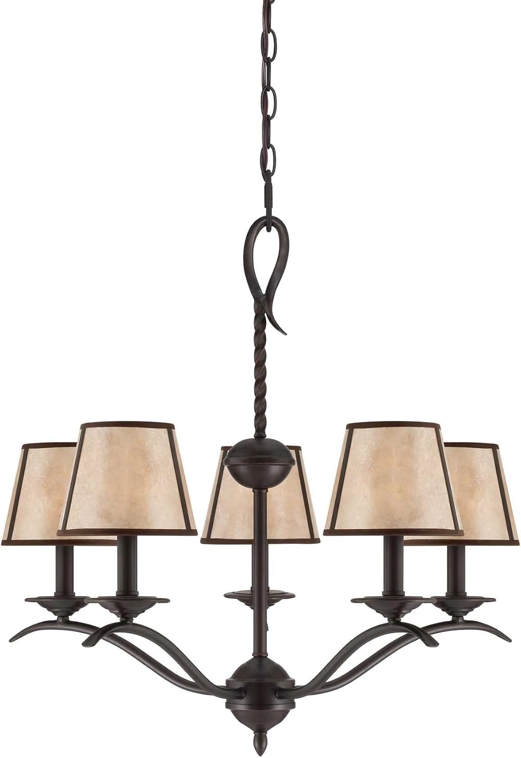 Slate Finish Chandelier with Light Mica Shades S811127