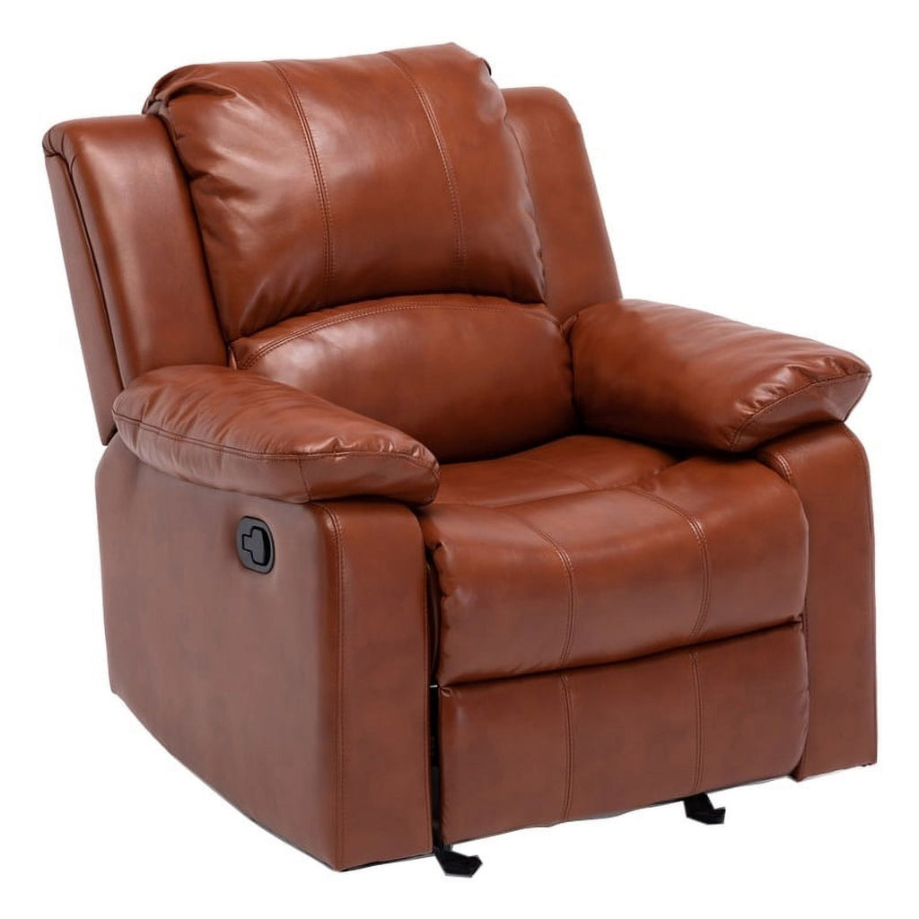 Caramel Faux Leather Glider Rocker Recliner T92316