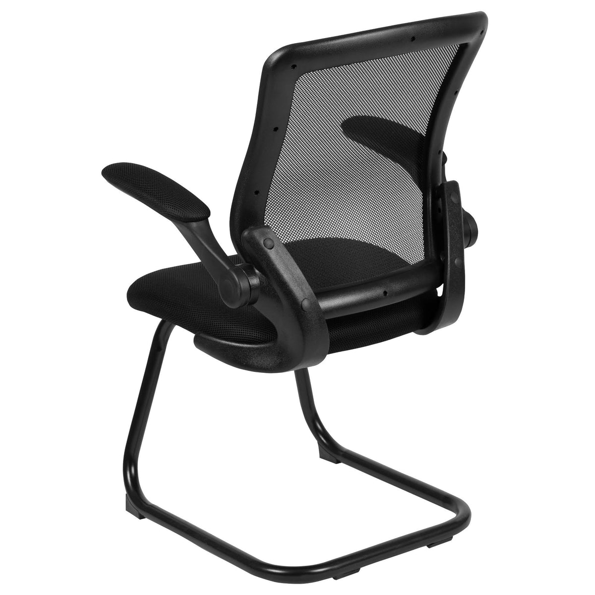 Black Mesh Sled Base Office Chair with Flip-Up Arms A1167