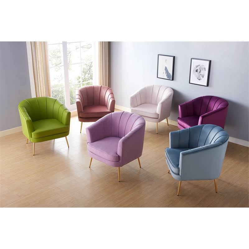Peach Velvet Accent Chair Y559948