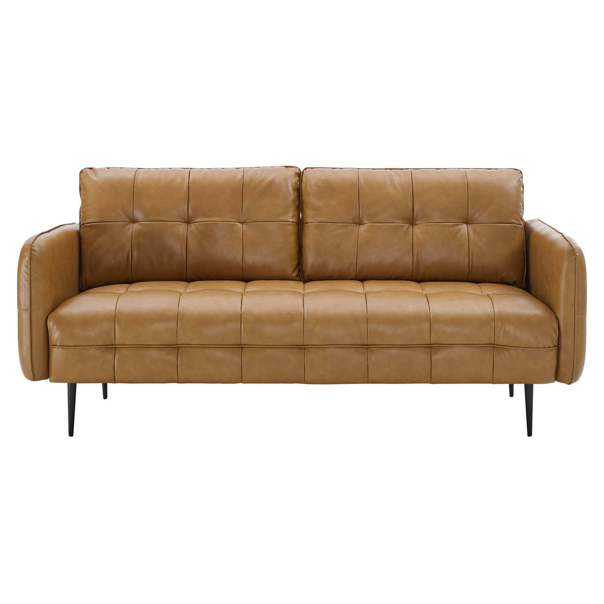 Tan Faux Leather Tufted Sofa J91764