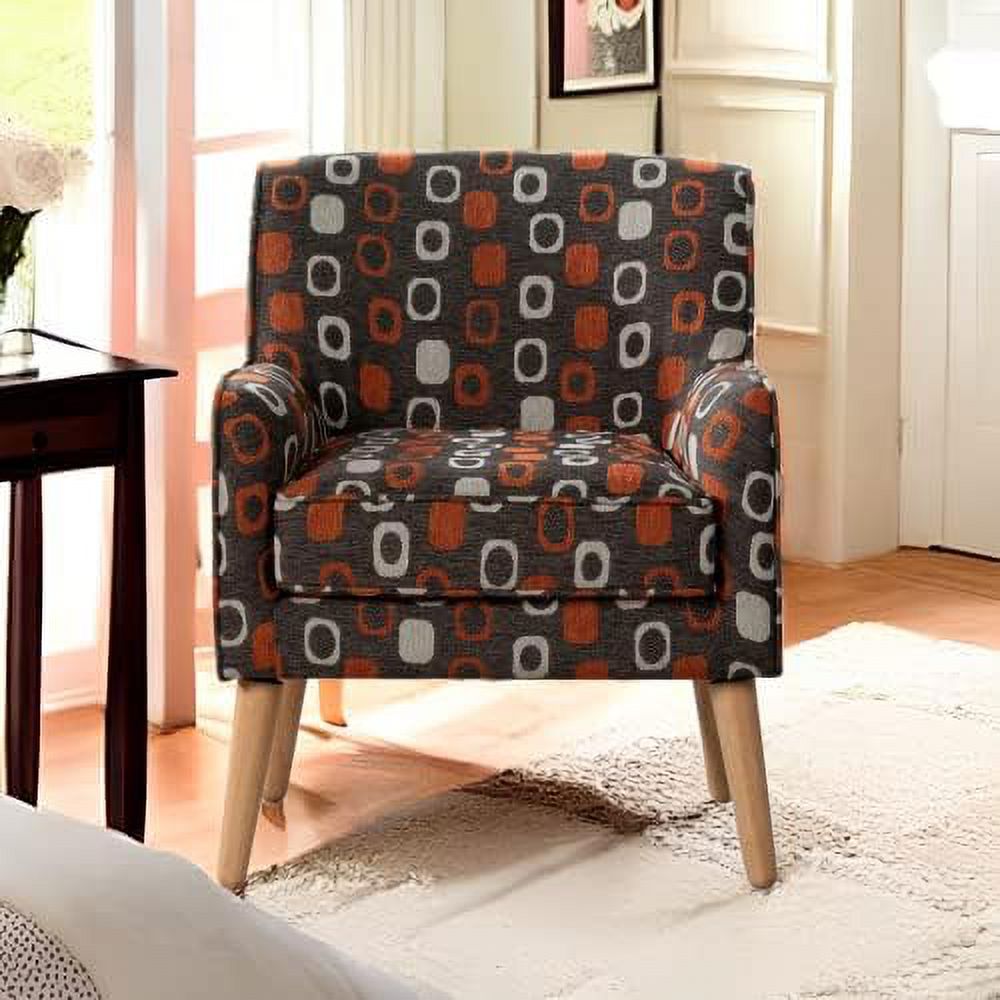 Grey Pattern Linen Fabric Accent Chair E567