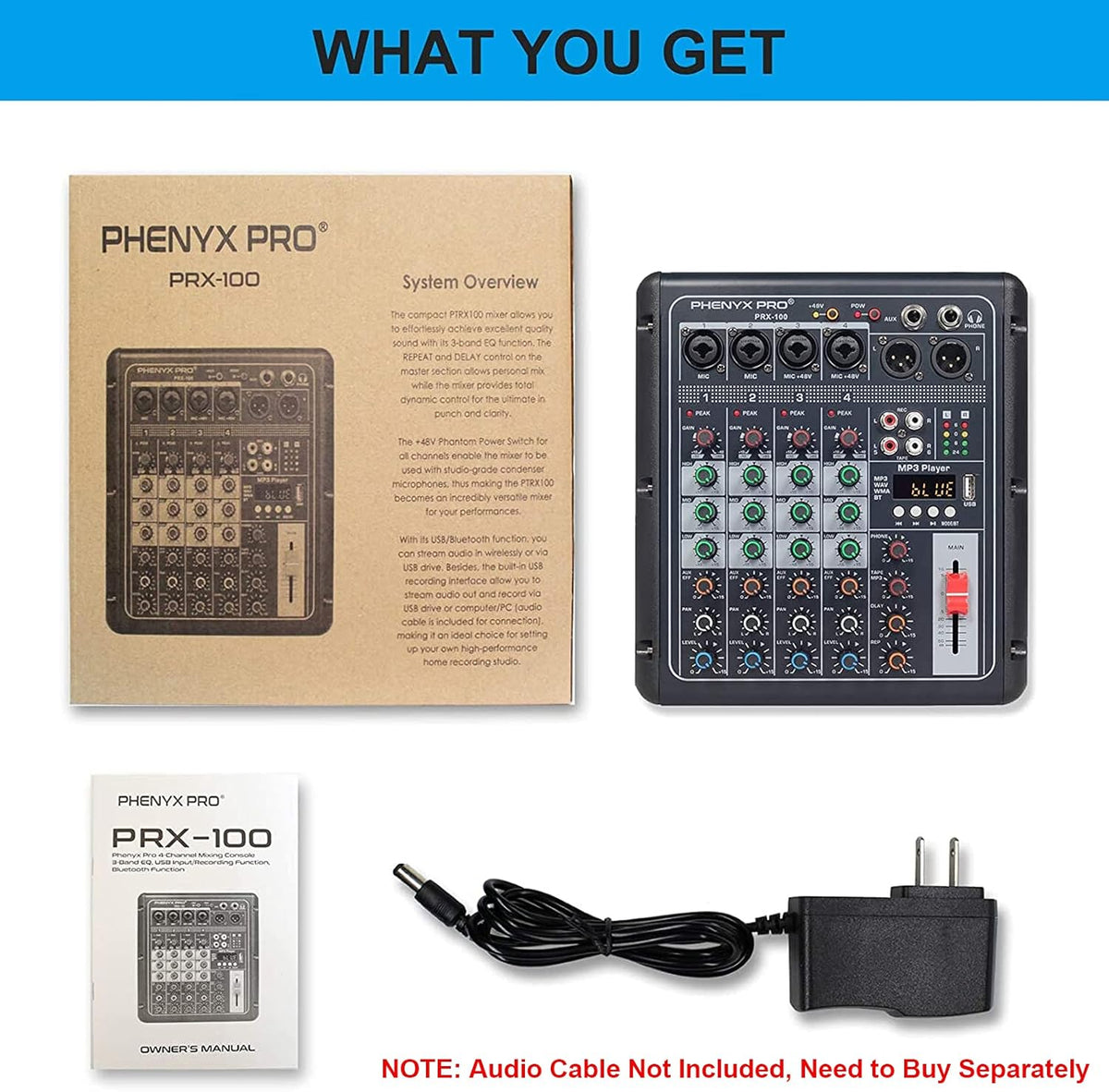 Compact 4-Channel Audio Mixer with USB Recording Interface L76212