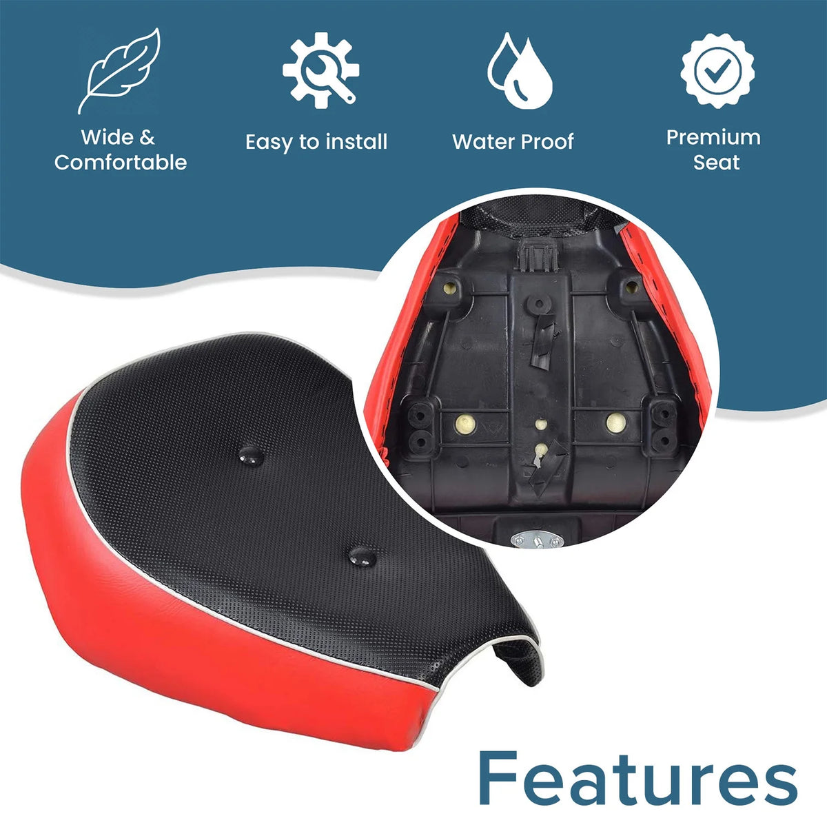 Black & Red Seat for Baja MB165 & Falcon Mini Bikes N1510