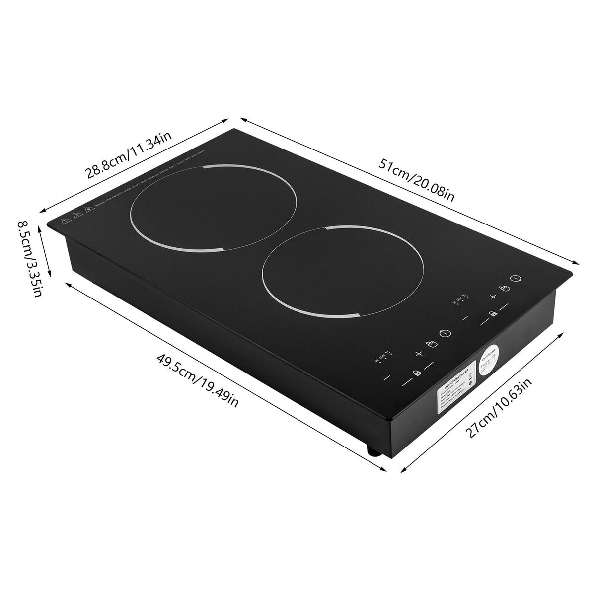 Double Induction Cooktop with 2 Burner Independent Control 1200W+1100W A29591