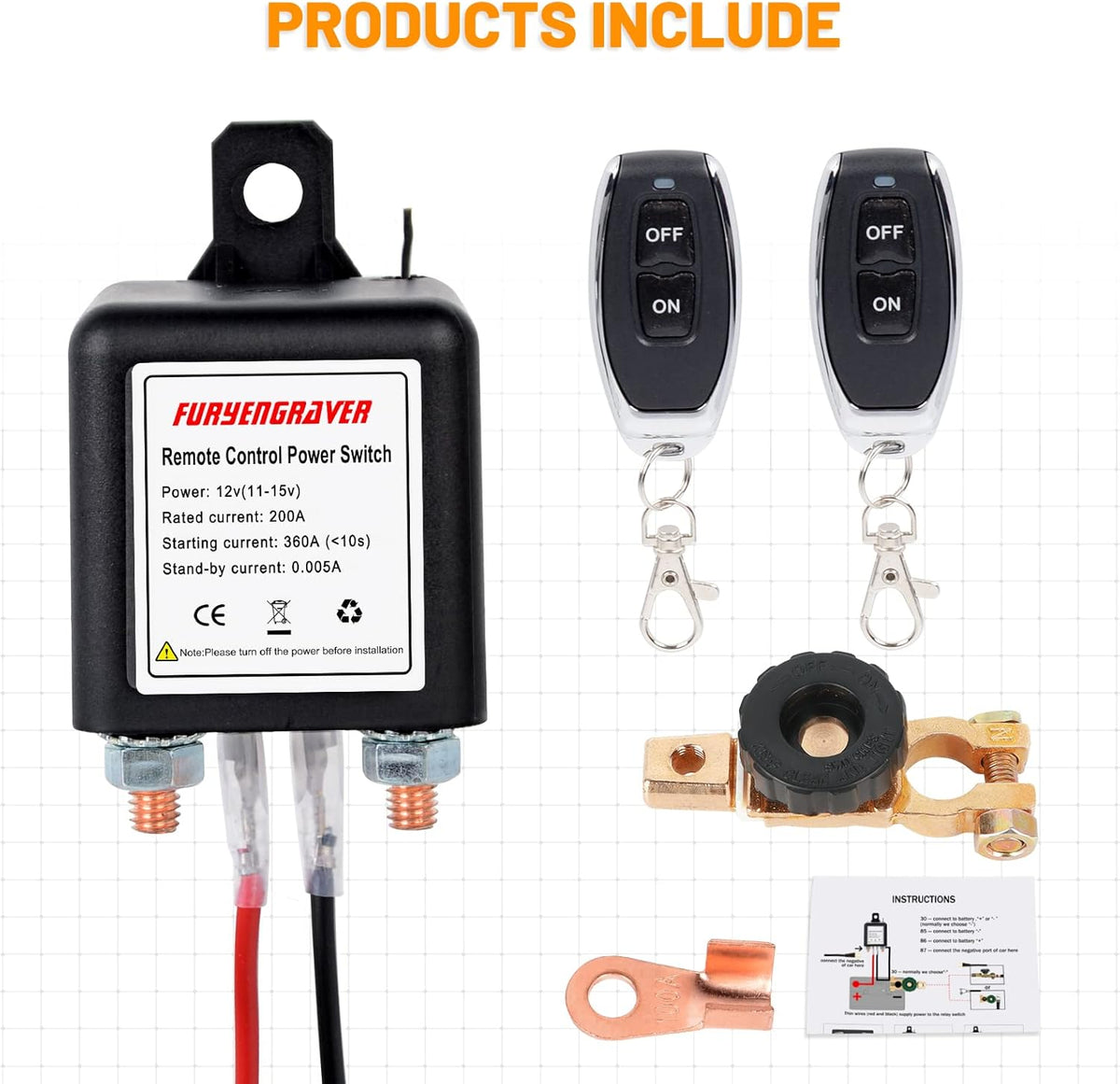 DC12V 200A Battery Disconnect Switch with 2 Keys Q91469