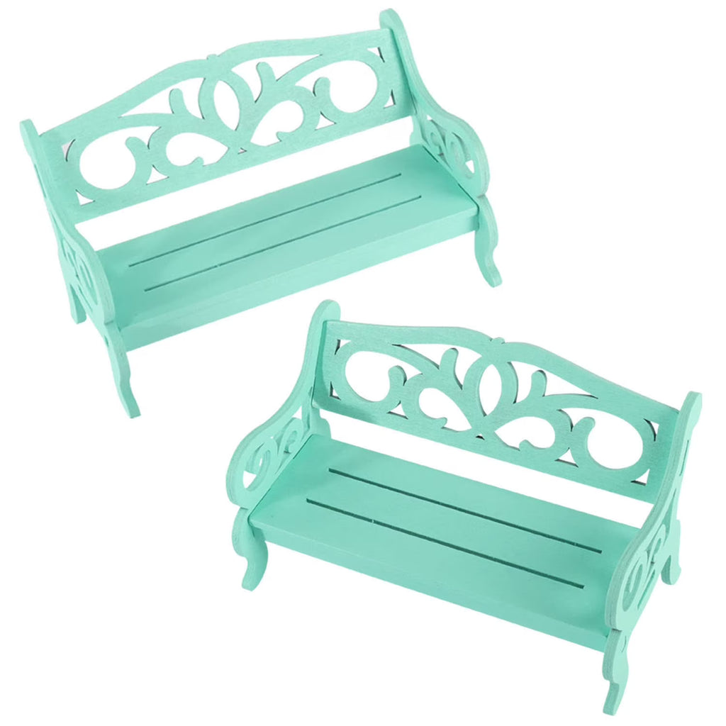 Blue Pack of 2 Miniature Park Benches I4035