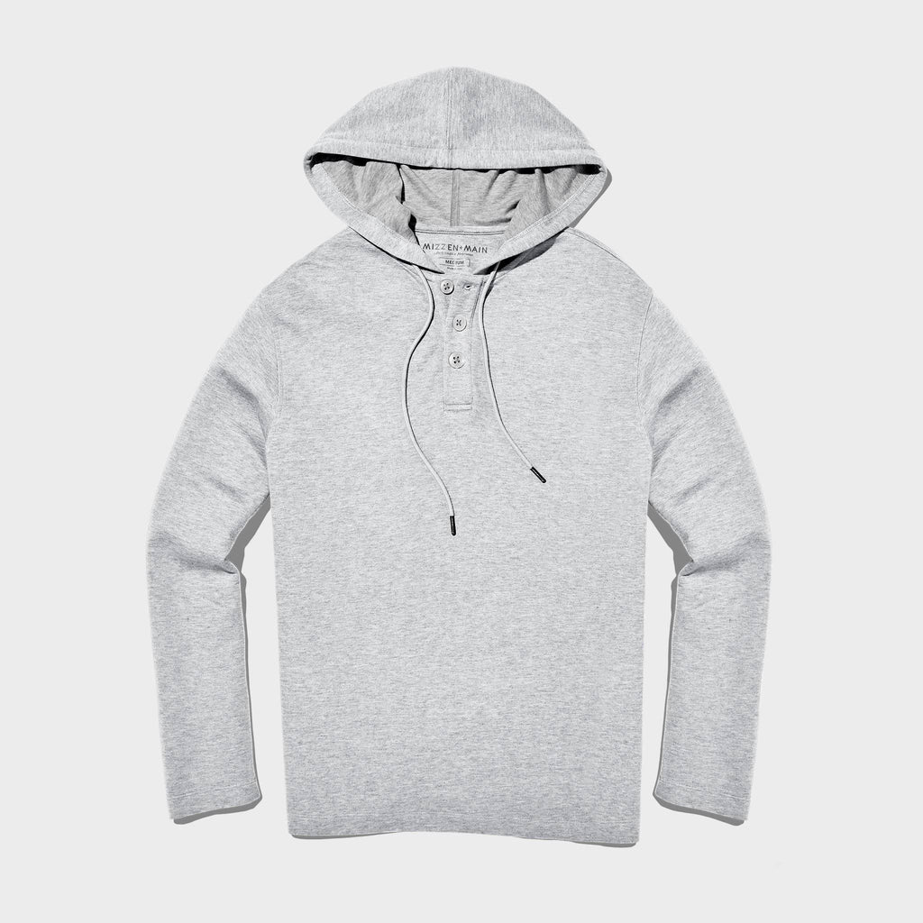Light Gray Heather Hooded Henley W41745