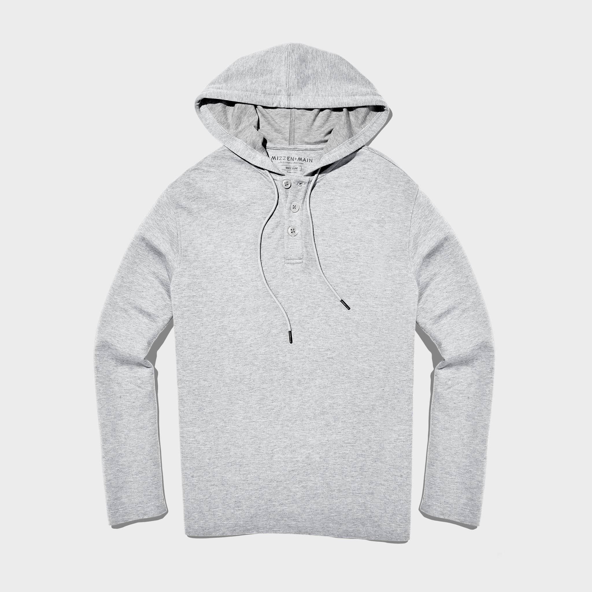 Light Gray Heather Hooded Henley W41745