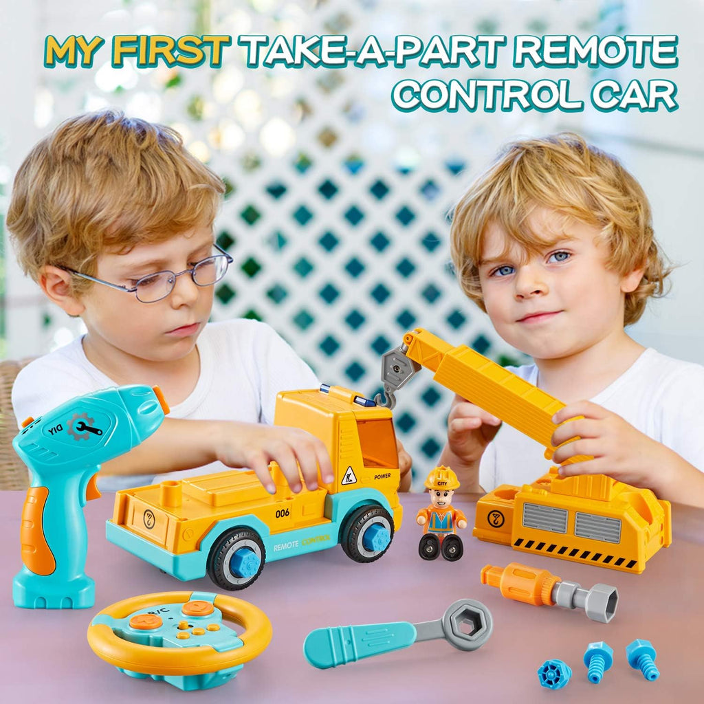 Take Apart Car STEM Toy Building Set with Electric Toy Drill and Remote Control Construction Vehicle F655015