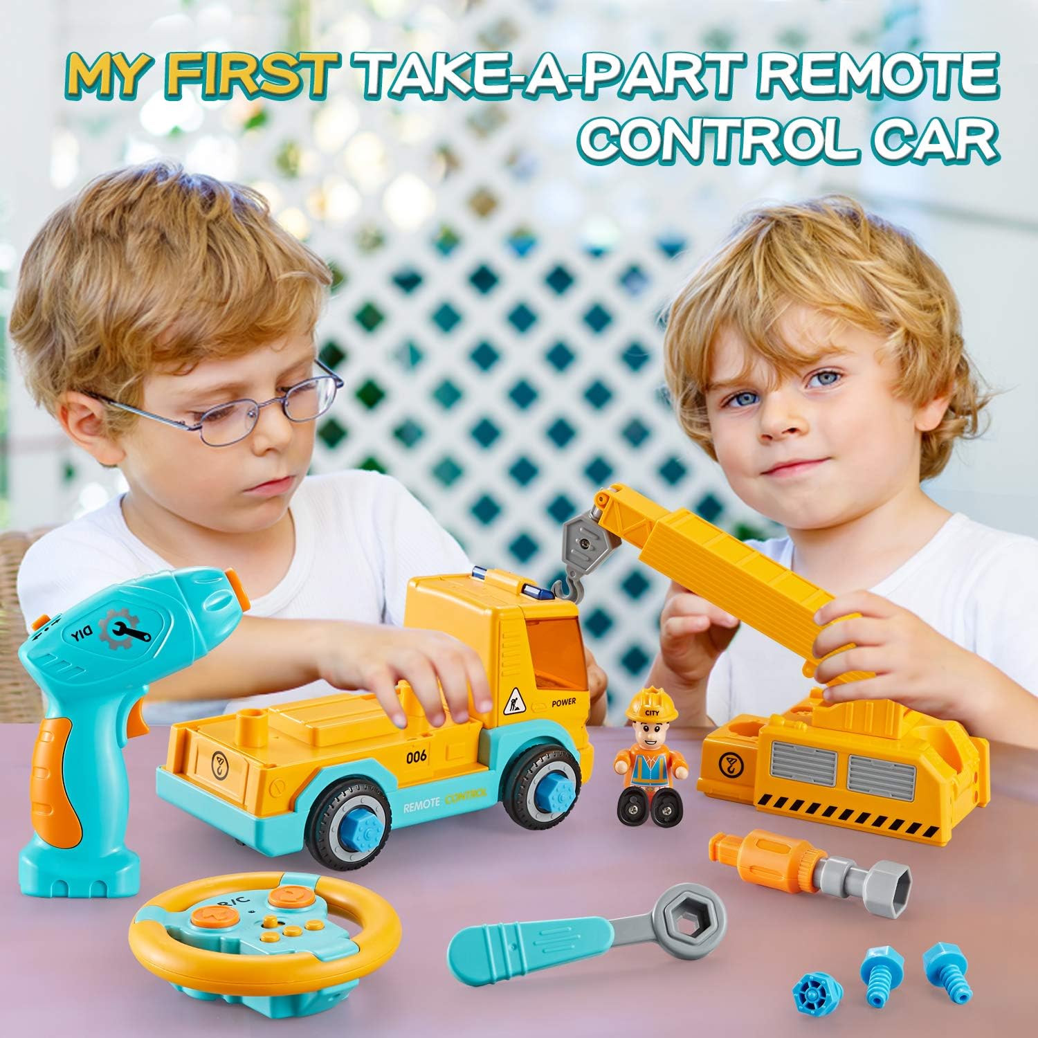 Take Apart Car STEM Toy Building Set with Electric Toy Drill and Remote Control Construction Vehicle F655015