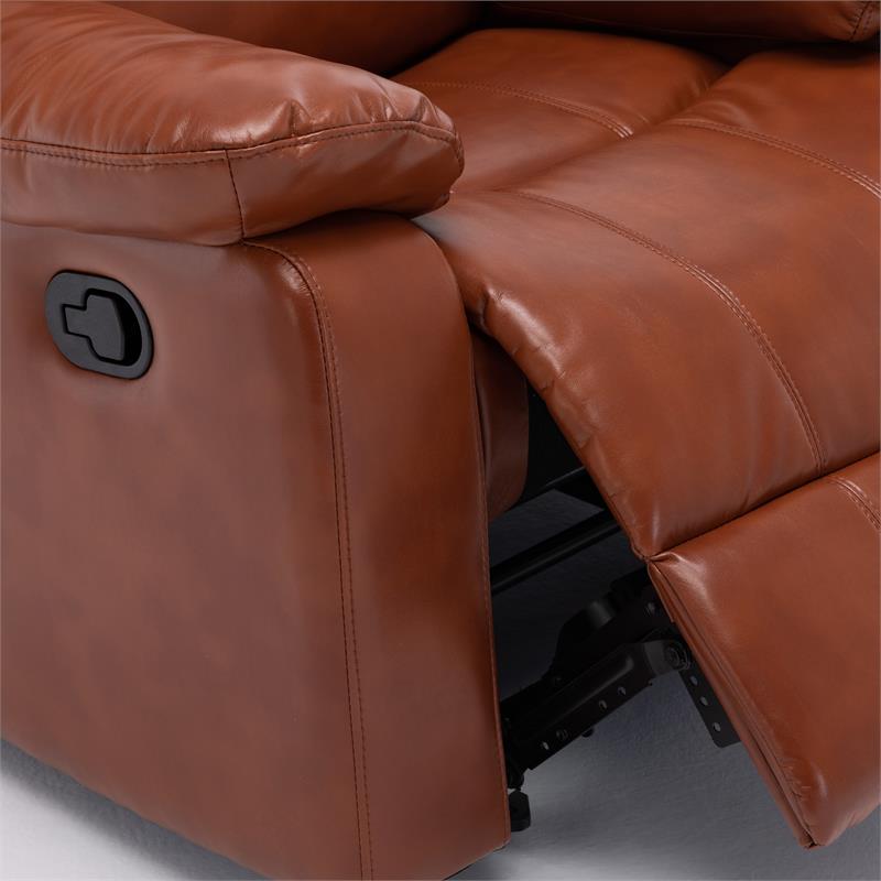 Caramel Faux Leather Glider Rocker Recliner T92316