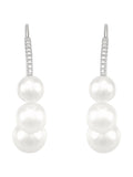 White Freshwater Pearl J-Hoop Drop Earrings with Diamonds in 14kt White Gold W828100
