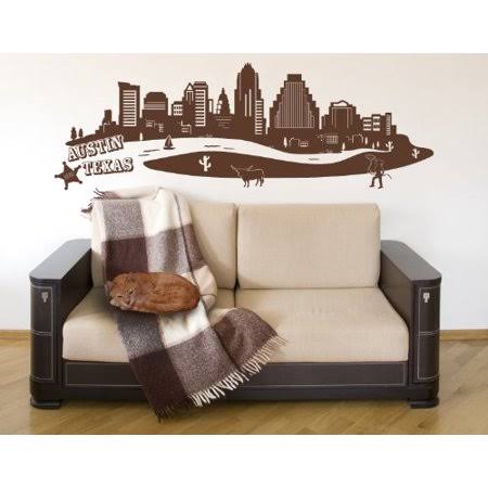 Red 59in x 20in Cityscape Wall Decal W82004