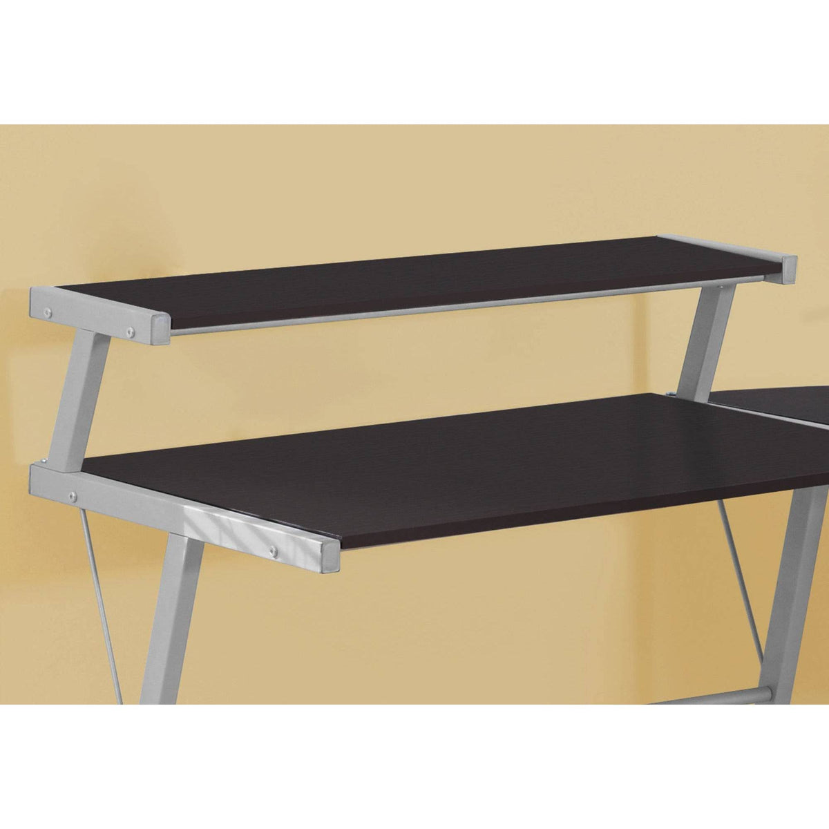 Cappuccino Top Silver Metal Computer Desk L362