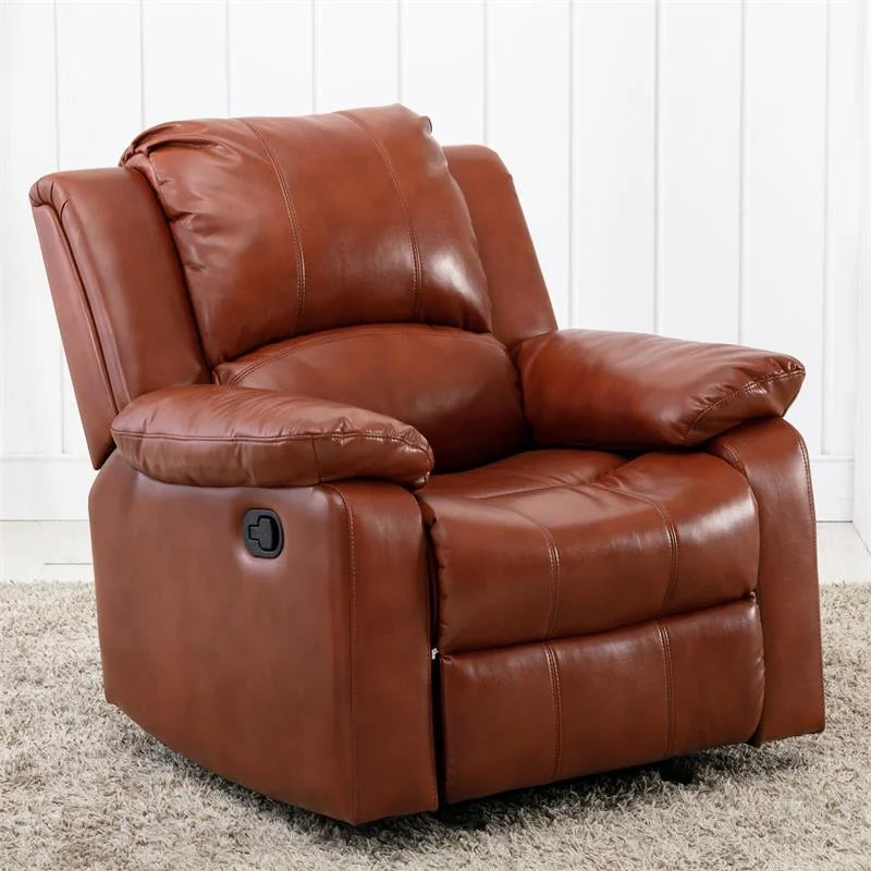 Caramel Faux Leather Glider Rocker Recliner T92316