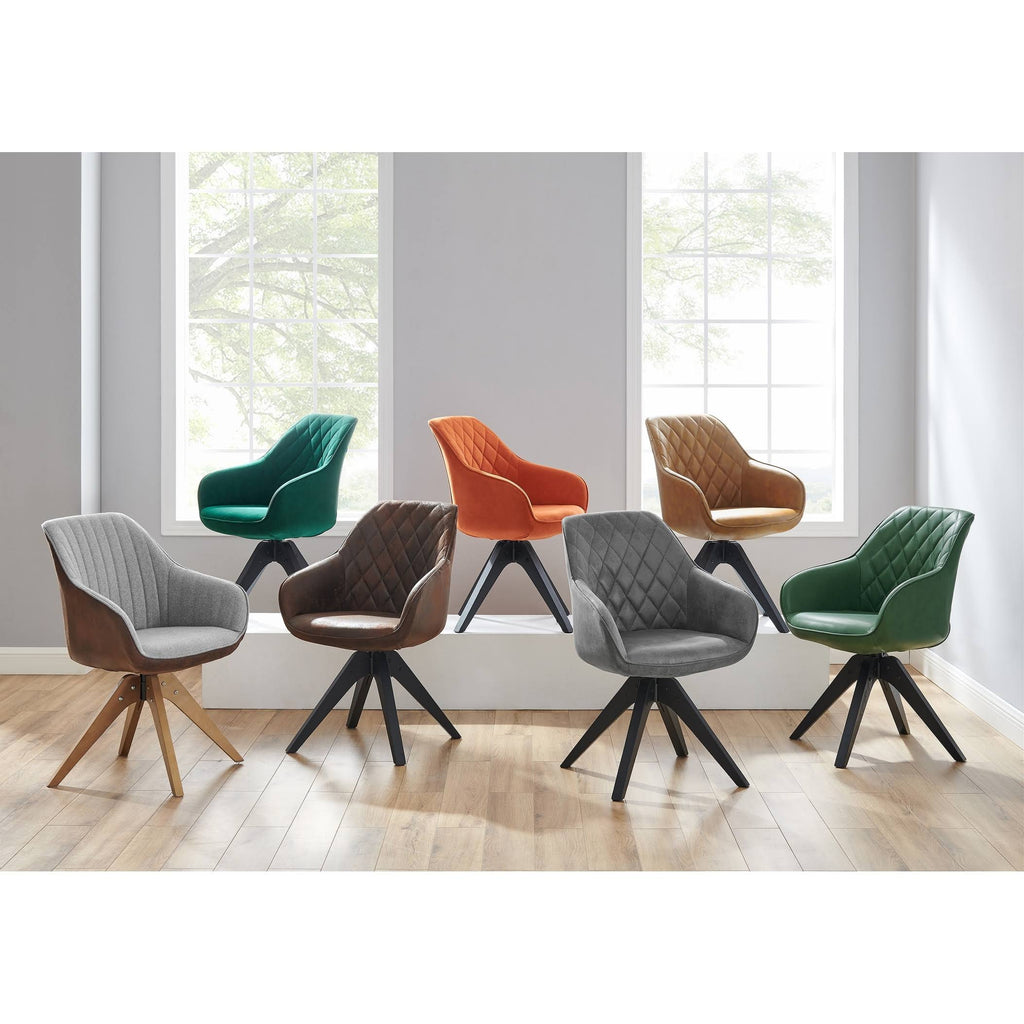 Camel Faux Leather Swivel Accent Arm Chair with Wood Legs M72393