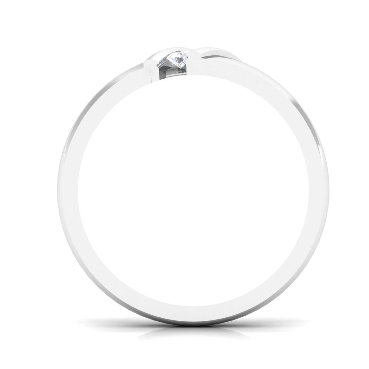 18K White Gold Three Stone Diamond Band Ring A99505
