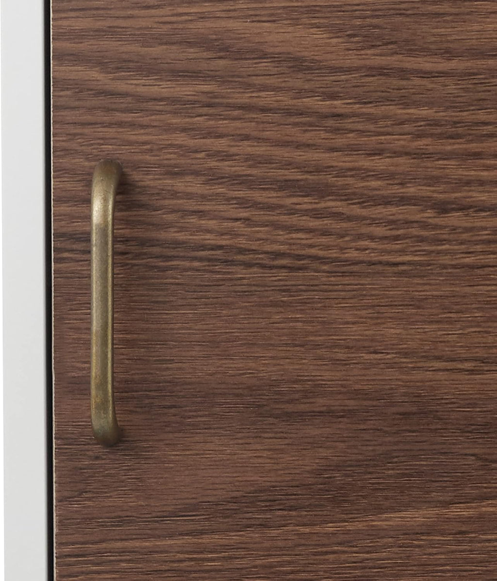 White Natural Wood Bathroom Linen Cabinet L768230