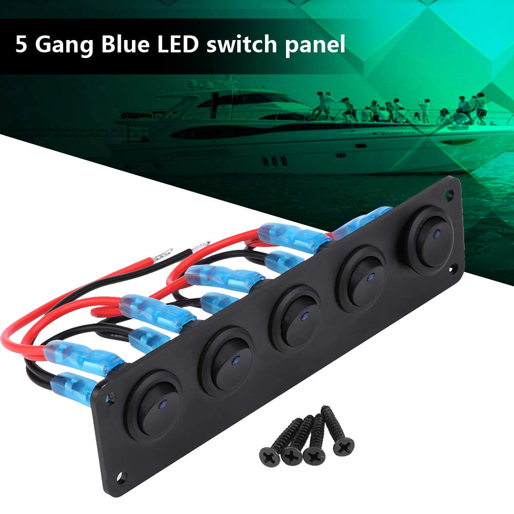 5 Gang Waterproof Rocker Switch Panel 12V-24V F92676