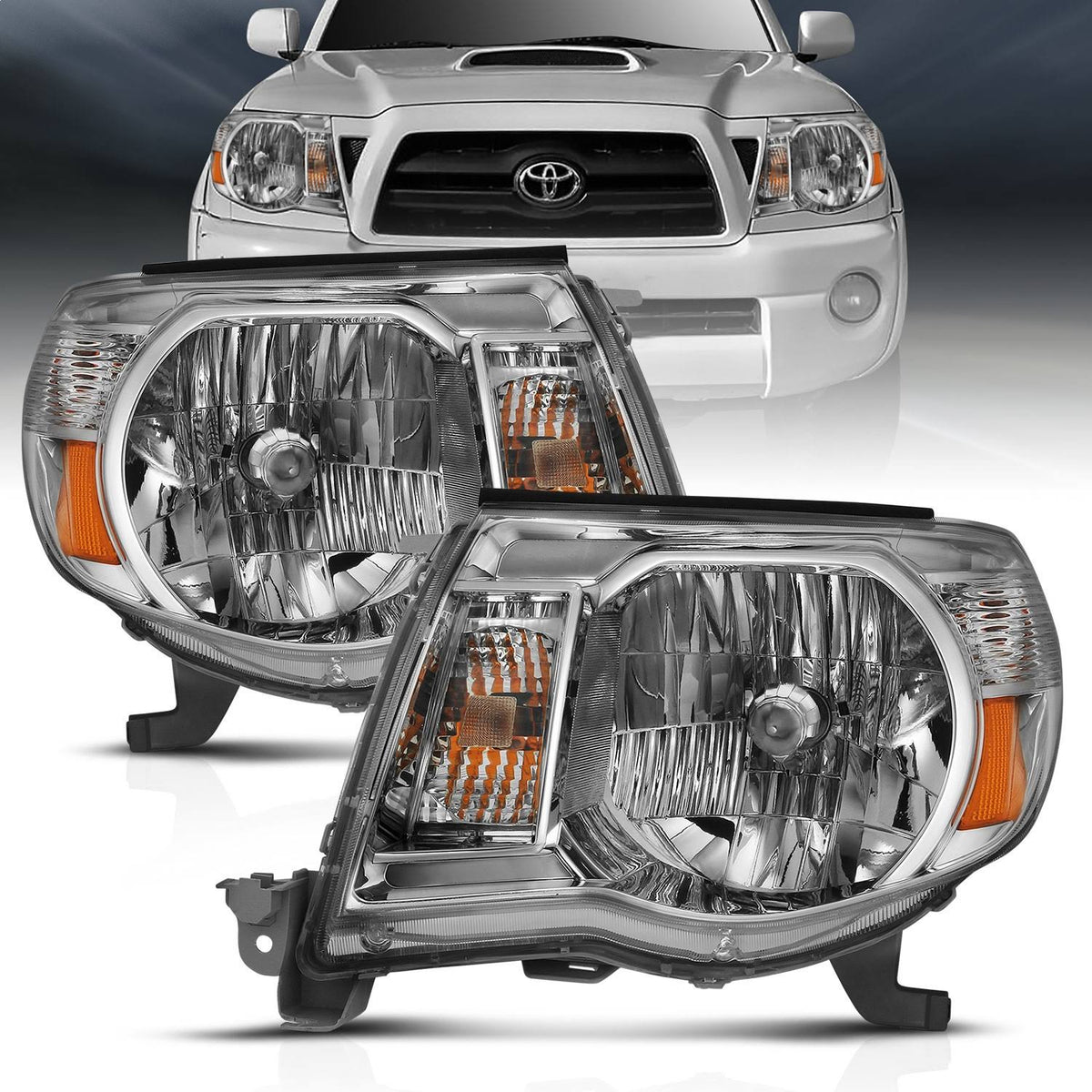 Crystal Headlight Chrome Amber W3278
