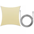 Beige 12' x 12' HDPE Mesh Sun Shade Sail Canopy L296578