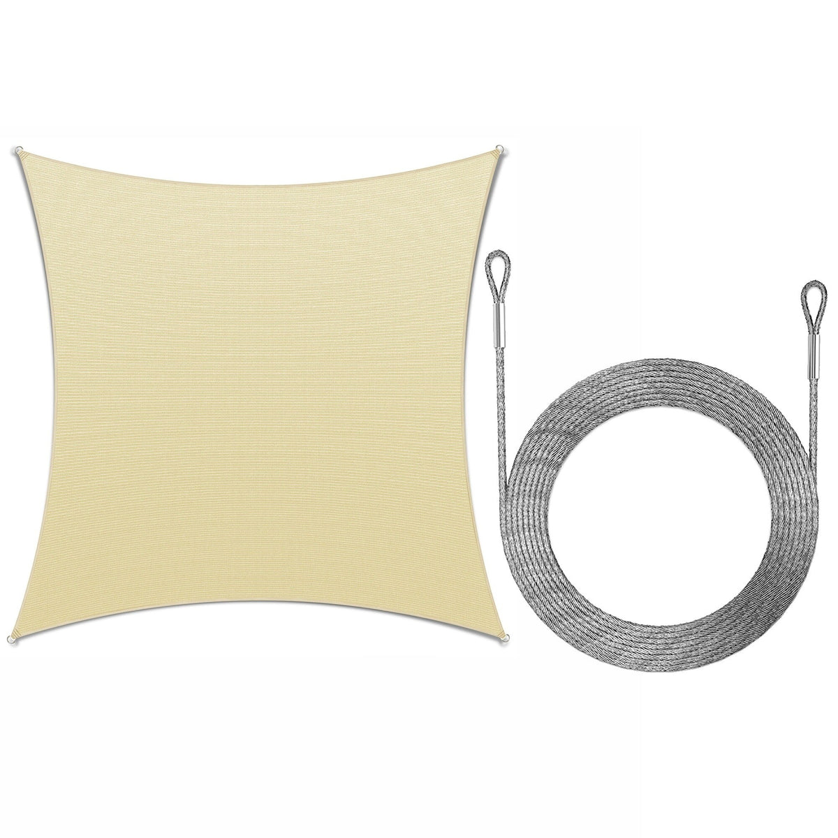 Beige 12' x 12' HDPE Mesh Sun Shade Sail Canopy L296578